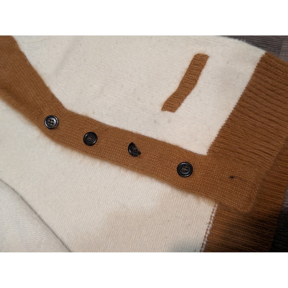 J Crew Cardigan Sweater Shawl Collar Button Front Knit Cream Brown Size S READ! - Picture 2 of 7